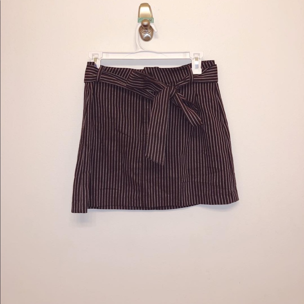 Navy blue, red, and white striped skirt